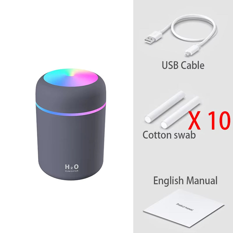 300Ml H2O Air Humidifier Portable Mini USB Aroma Diffuser with Cool Mist for Bedroom Home Car Plants Purifier Humificador