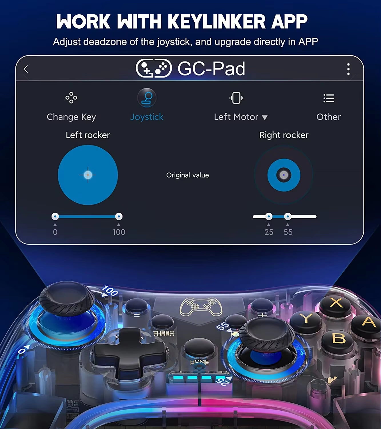 Controller with RGB Breathing LED, Switch Controllers Remote Supports Multi-Platform&App with Turbo