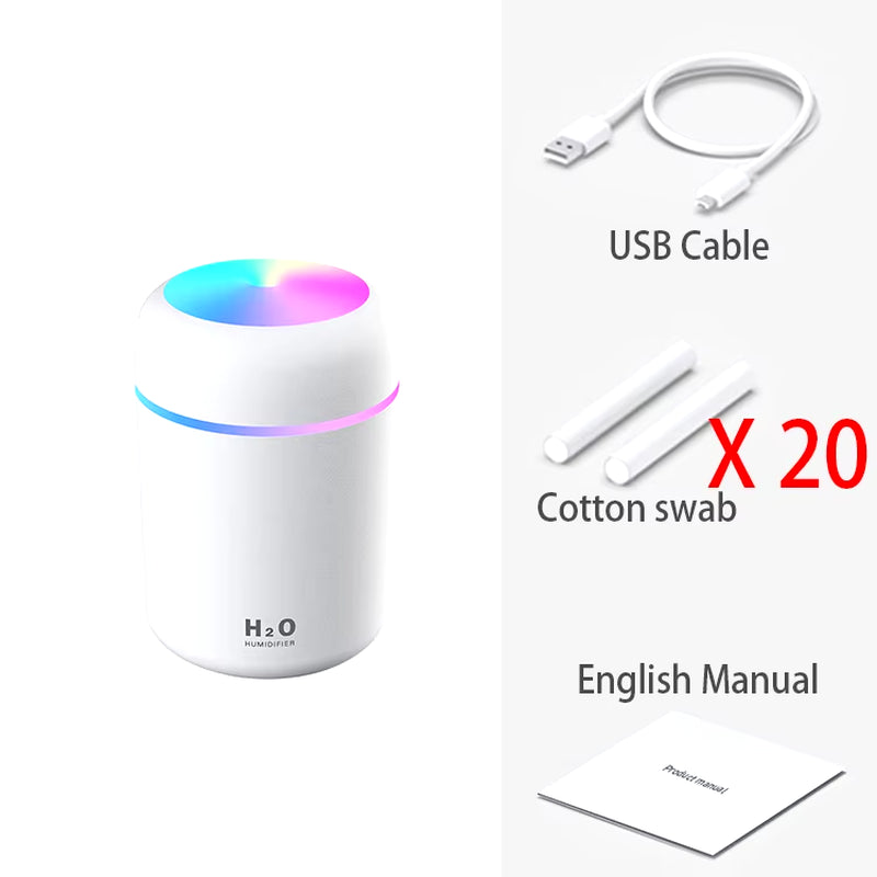 300Ml H2O Air Humidifier Portable Mini USB Aroma Diffuser with Cool Mist for Bedroom Home Car Plants Purifier Humificador