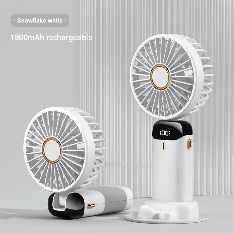 1800Mah Handheld Mini Fan Foldable Portable Neck Hanging Fans 5 Speed USB Rechargeable Fan with Phone 