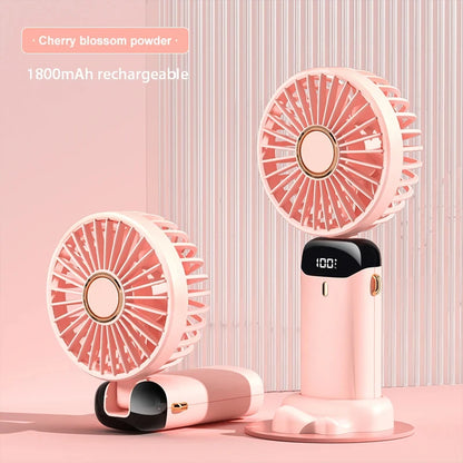 1800Mah Handheld Mini Fan Foldable Portable Neck Hanging Fans 5 Speed USB Rechargeable Fan with Phone 