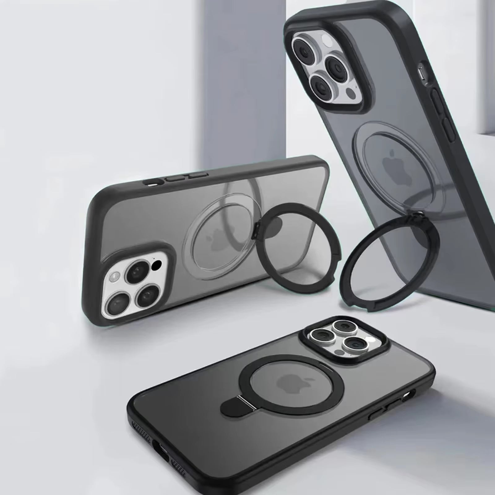 Magnetic Stand Phone Case with Ring Kickstand for  15 Pro Max 14 plus 13 12 11 Cases with Lens Protector Matte Cover