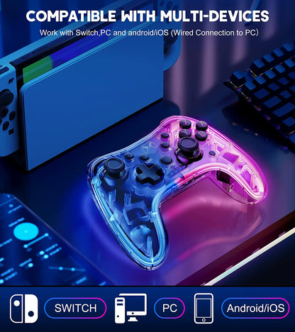 Controller with RGB Breathing LED, Switch Controllers Remote Supports Multi-Platform&App with Turbo