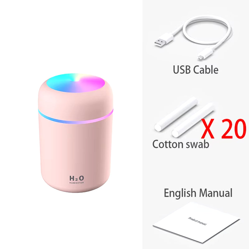 300Ml H2O Air Humidifier Portable Mini USB Aroma Diffuser with Cool Mist for Bedroom Home Car Plants Purifier Humificador