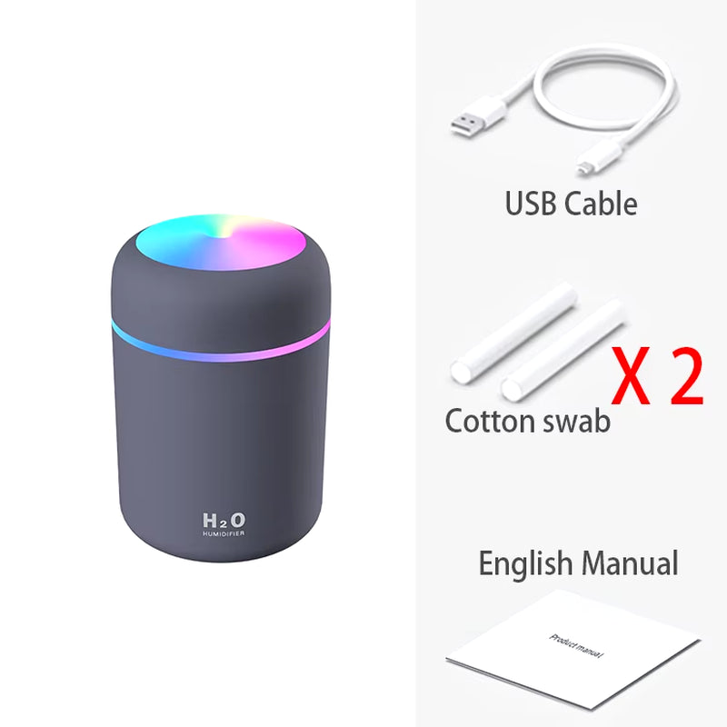 300Ml H2O Air Humidifier Portable Mini USB Aroma Diffuser with Cool Mist for Bedroom Home Car Plants Purifier Humificador