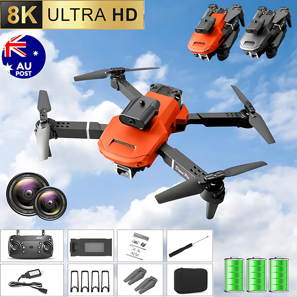 8K Drone with HD Camera GPS Drones Wifi FPV Foldable RC Quadcopter 3Battery Gift