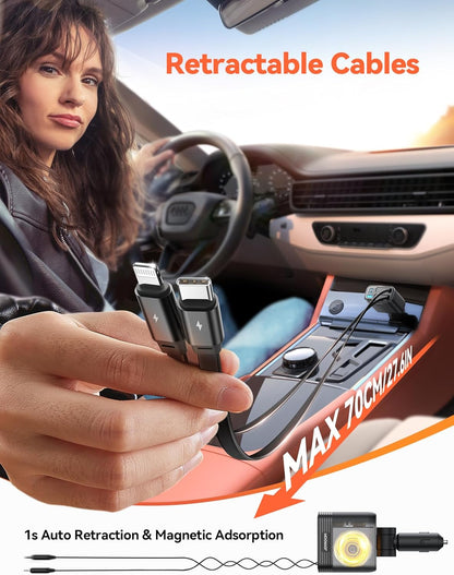 Retractable Car Charger [5 Port Fast Charging] 