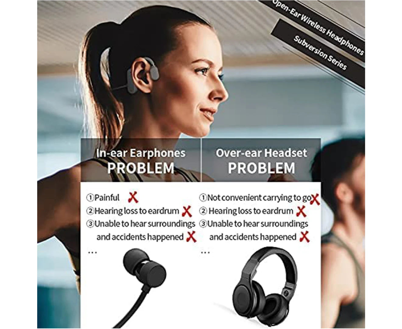 Wireless Sports Headphones with Mic Bluetooth 5.0 Waterproof and Sweatproof Headphones - Gray