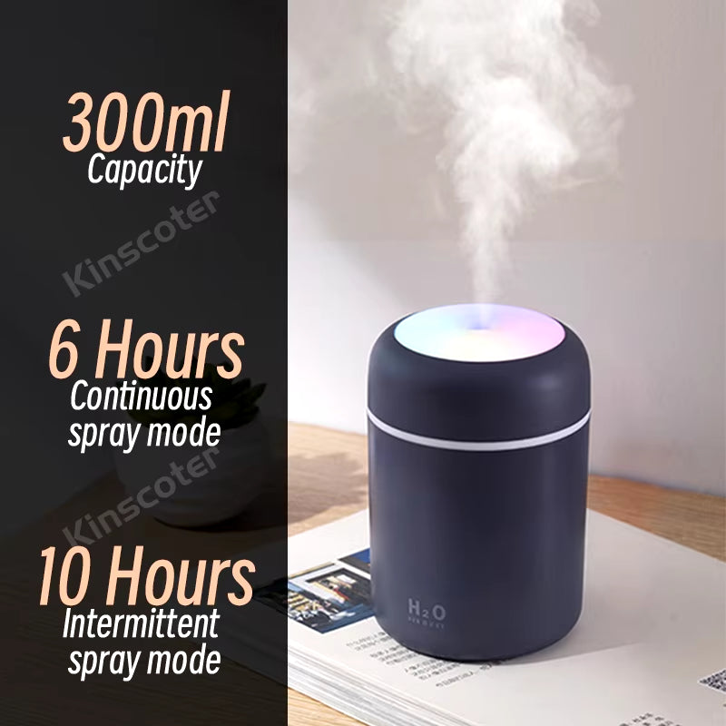300Ml H2O Air Humidifier Portable Mini USB Aroma Diffuser with Cool Mist for Bedroom Home Car Plants Purifier Humificador