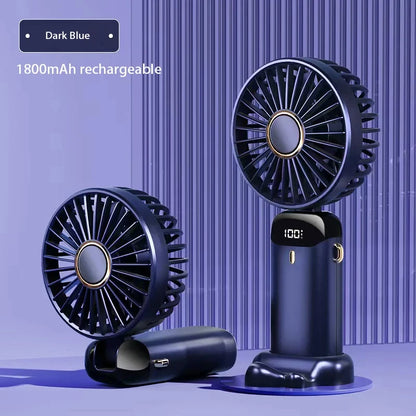 1800Mah Handheld Mini Fan Foldable Portable Neck Hanging Fans 5 Speed USB Rechargeable Fan with Phone 