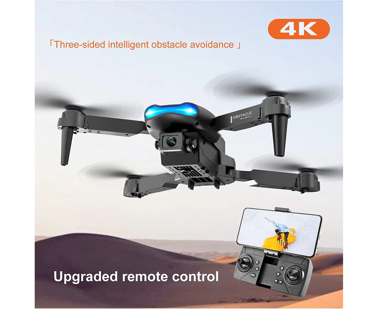 RC Drone with 4K Camera, Mini Drone for Kids and Adults, RC Quadcopter with 3D Flips, Obstacle Avoidance, Trajectory Flight