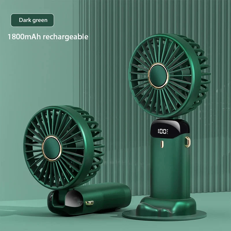 1800Mah Handheld Mini Fan Foldable Portable Neck Hanging Fans 5 Speed USB Rechargeable Fan with Phone 