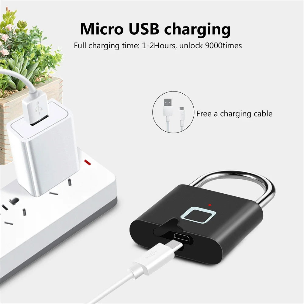 Keyless USB Charging Fingerprint Lock Smart Padlock 