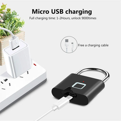 Keyless USB Charging Fingerprint Lock Smart Padlock 