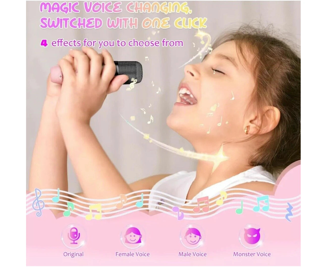 Karaoke Machine Adult Kids Girls Gift 2 Wireless Microphone Portable LED Lights