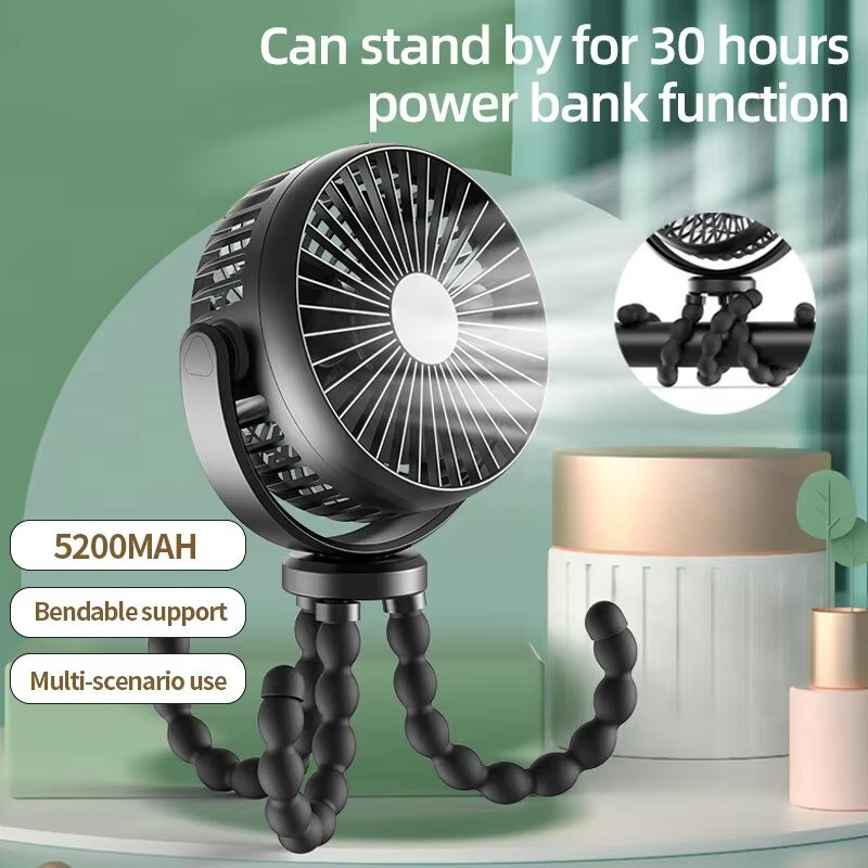 5200Mah USB Desktop Folding Fan, Summer Mute Small Multifunctional Octopus Mini Fan