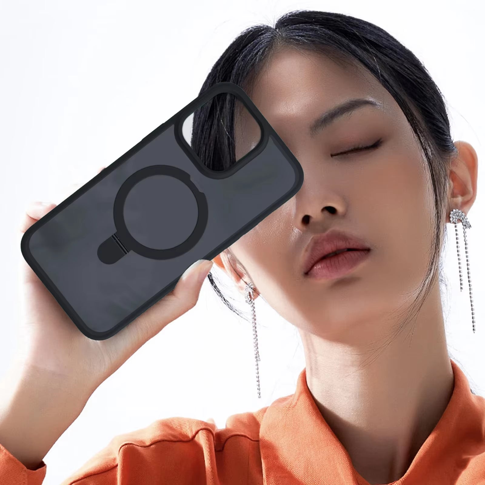 Magnetic Stand Phone Case with Ring Kickstand for  15 Pro Max 14 plus 13 12 11 Cases with Lens Protector Matte Cover