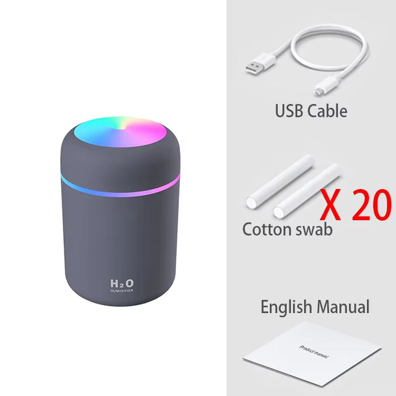 300Ml H2O Air Humidifier Portable Mini USB Aroma Diffuser with Cool Mist for Bedroom Home Car Plants Purifier Humificador