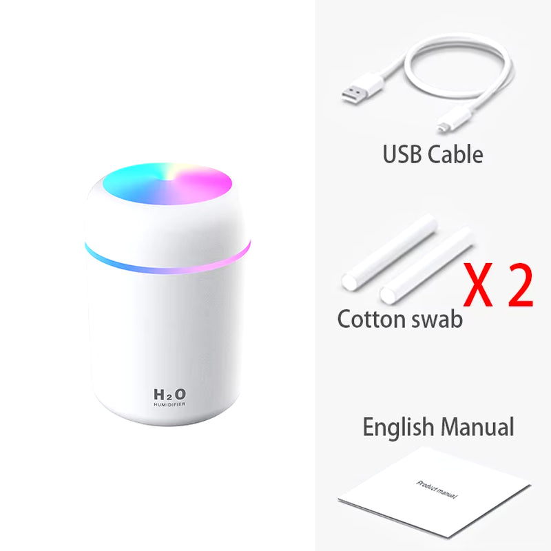 300Ml H2O Air Humidifier Portable Mini USB Aroma Diffuser with Cool Mist for Bedroom Home Car Plants Purifier Humificador