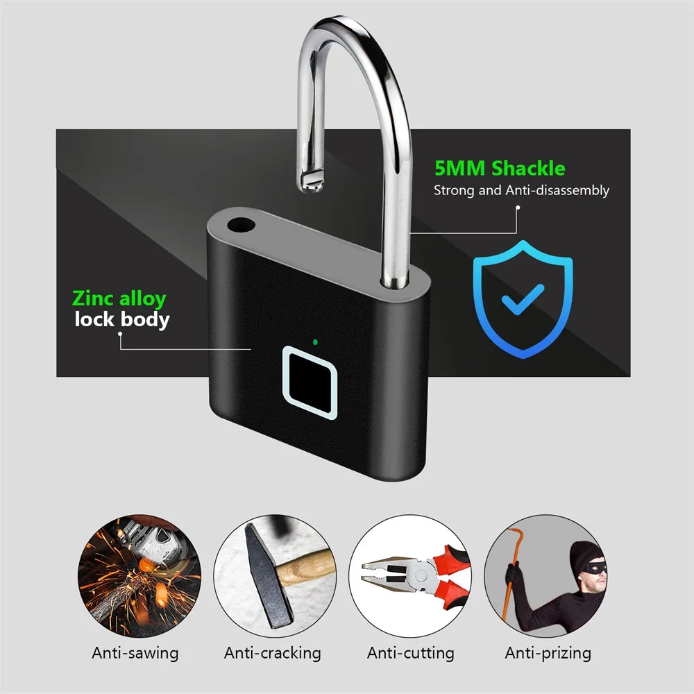 Keyless USB Charging Fingerprint Lock Smart Padlock 