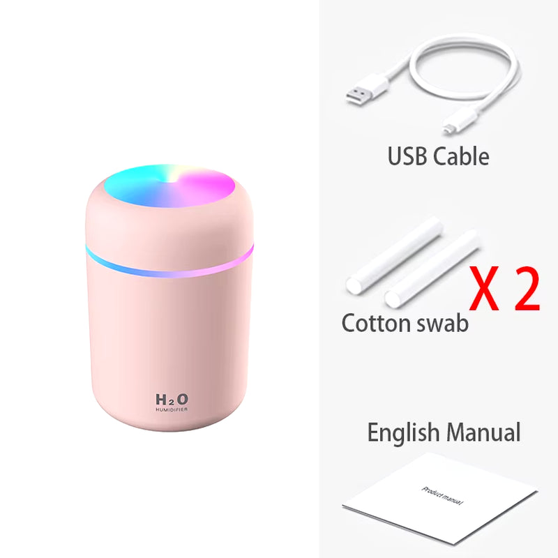 300Ml H2O Air Humidifier Portable Mini USB Aroma Diffuser with Cool Mist for Bedroom Home Car Plants Purifier Humificador