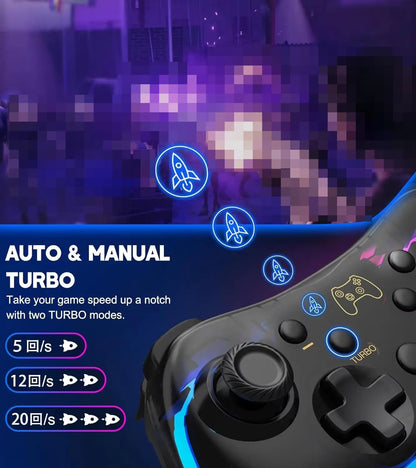 Controller with RGB Breathing LED, Switch Controllers Remote Supports Multi-Platform&App with Turbo