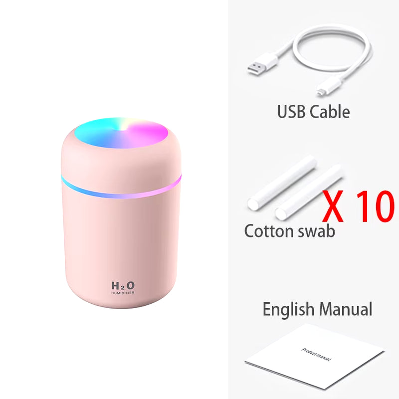 300Ml H2O Air Humidifier Portable Mini USB Aroma Diffuser with Cool Mist for Bedroom Home Car Plants Purifier Humificador