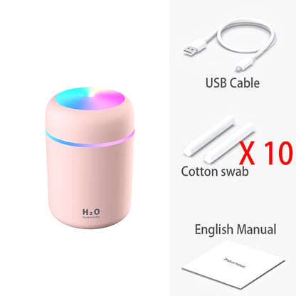 300Ml H2O Air Humidifier Portable Mini USB Aroma Diffuser with Cool Mist for Bedroom Home Car Plants Purifier Humificador